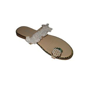 *SHISHANG PINEAPPLE SANDALS Ruffles Crossband and  Embellished Toe Loop